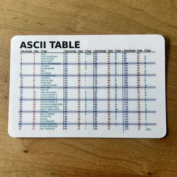 Autocollant de table ASCII pour la vente par Red Planet Resorts LLC