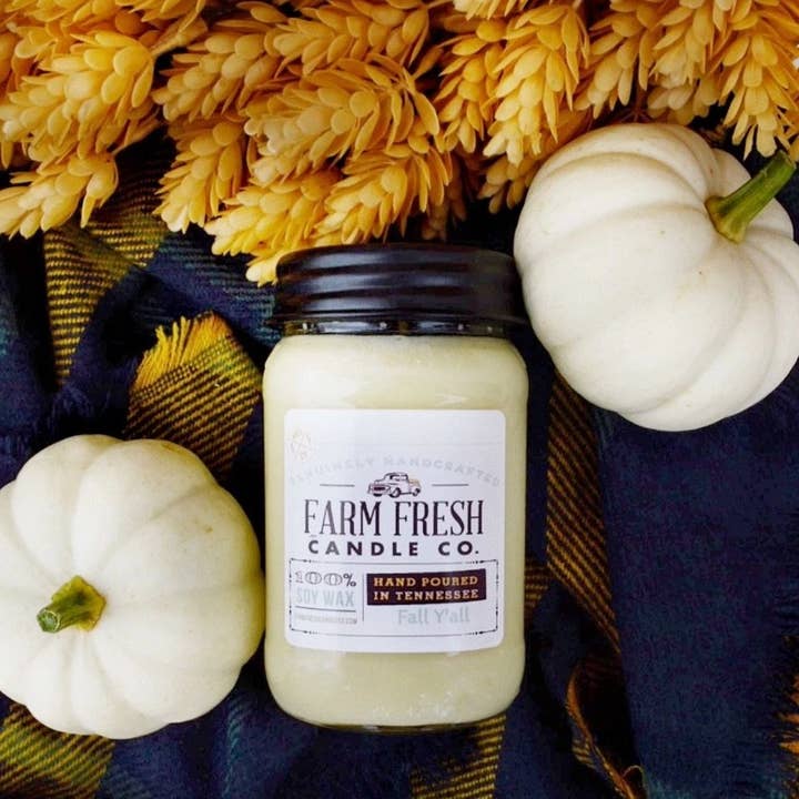 Fall Y’all Soy Candle for wholesale by Farm Fresh Candle Co.