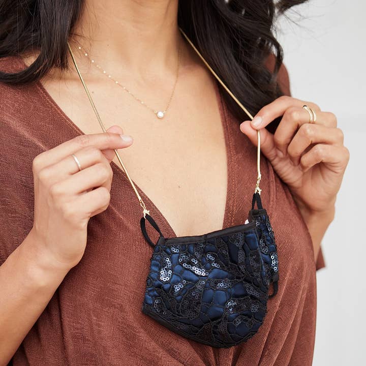 23" Face Mask Lanyard With Magnetic Safety Release - Gold for wholesale by Weddingstar Inc.