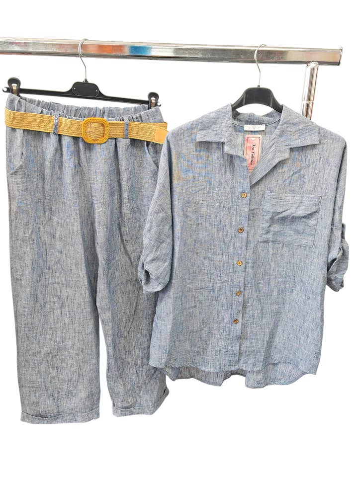 Superbia - Wholesale Top & Pant Set (NOT Loungewear) - Women's - Italian One Size Full Button Casual Set of 2 Shirt and Pant