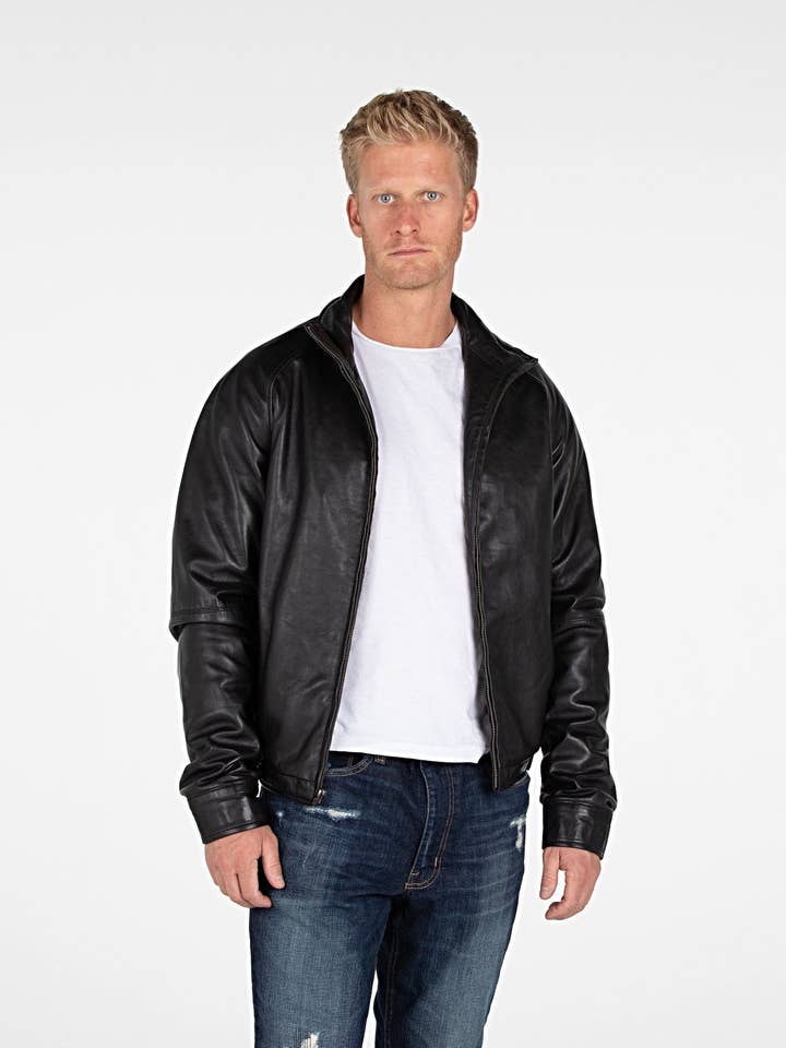 B&A Classic Men's Lambskin Leather Jacket for wholesale by Fadcloset