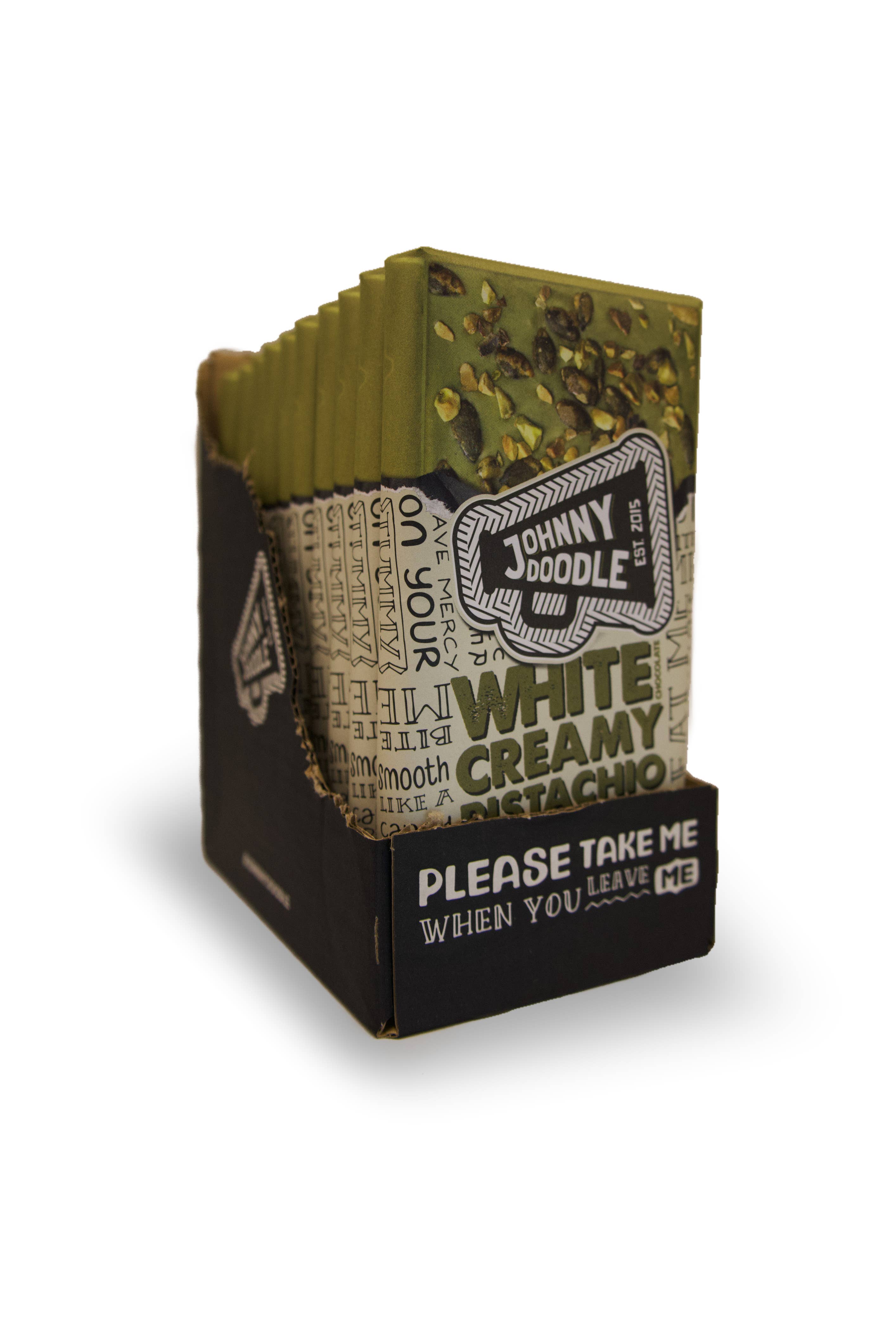 VS Food Online - Johnny Doodle - Vendita all'ingrosso Barretta di cioccolato - Cioccolato bianco cremoso al pistacchio - Johnny Doodle - Fairtrade3