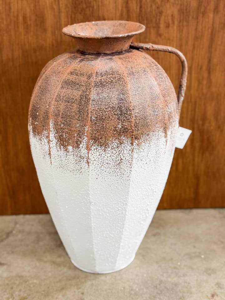 Antique Two Toned Vase with Single Handle for wholesale by Refinery 86 Home Decor