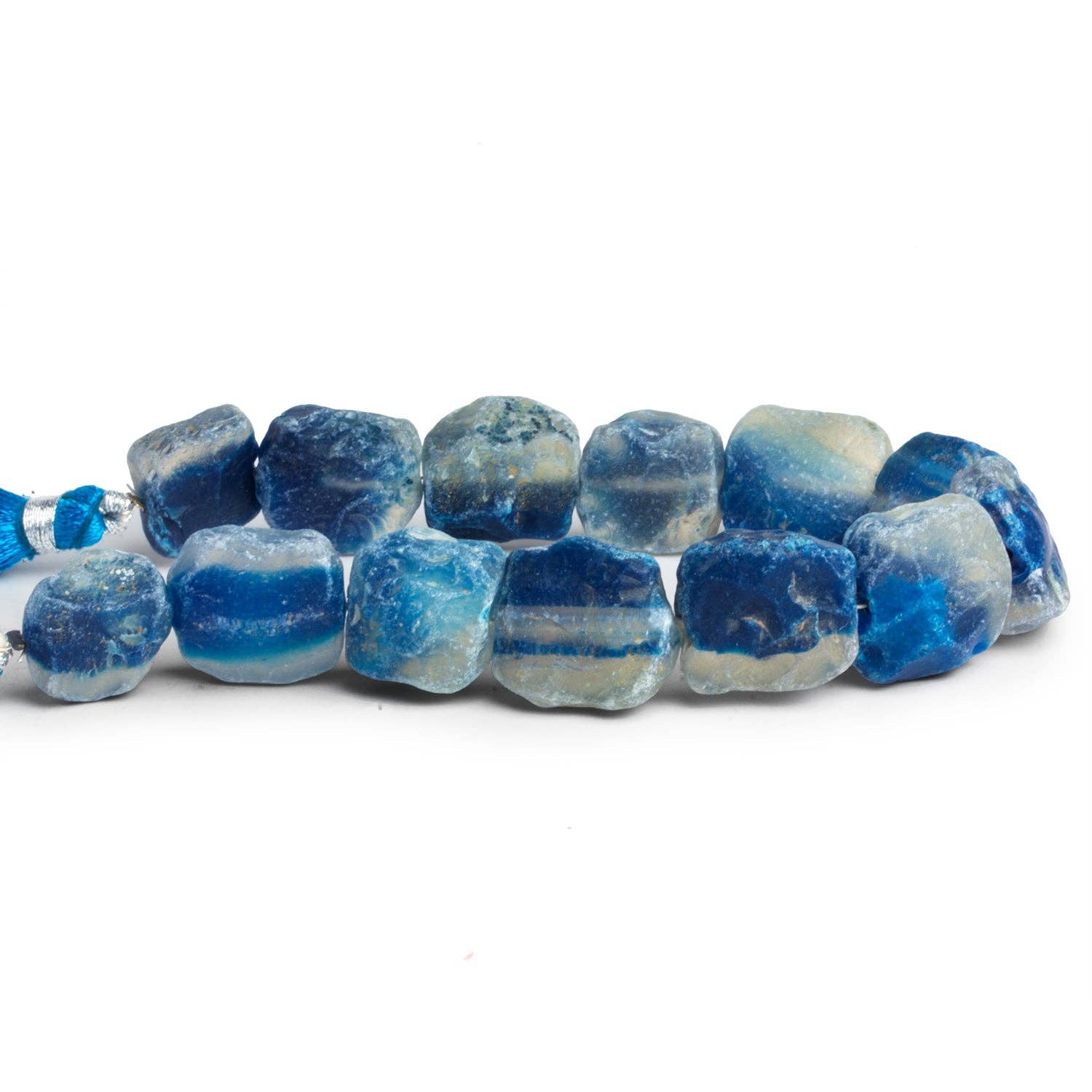 The Bead Traders - Wholesale Beads - 12-18mm Teal Blue Agate Hammer Faceted Squares 7.5 inch 12 beads1
