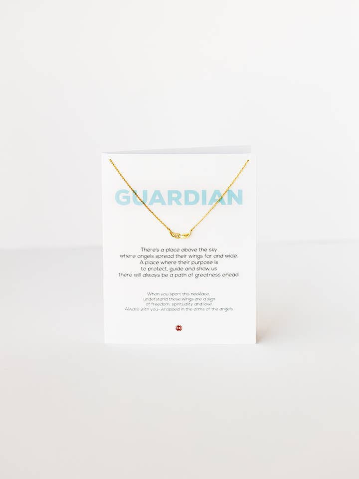 GUARDIAN | Gold necklace with CZ Angel Wings pendant for wholesale by CHEEKYBOOM