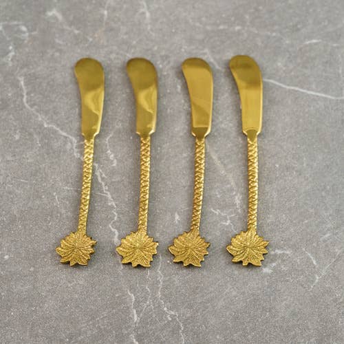 Golden Palm Tree Spreaders Set of 4 for wholesale by India Handicrafts Inc