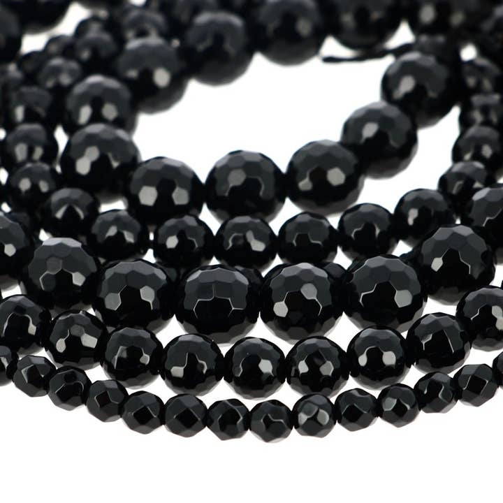 Faceted Black Onyx Beads for wholesale by Artisans de Madagascar