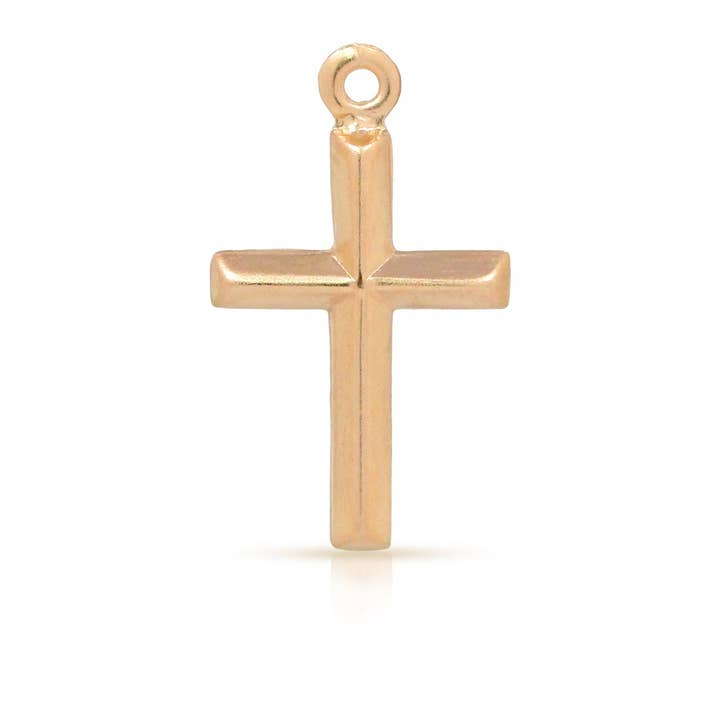 Beveled-Cross Charm 14Kt Gold Filled 17.6x10.3mm - 5pcs/pack for wholesale by Plazko