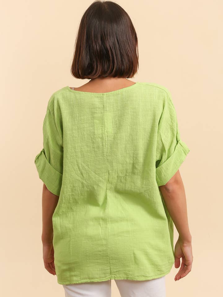 Lucky Nana - Wholesale T-Shirt - Women's - SP 21075 - Light solid cotton top with necklace