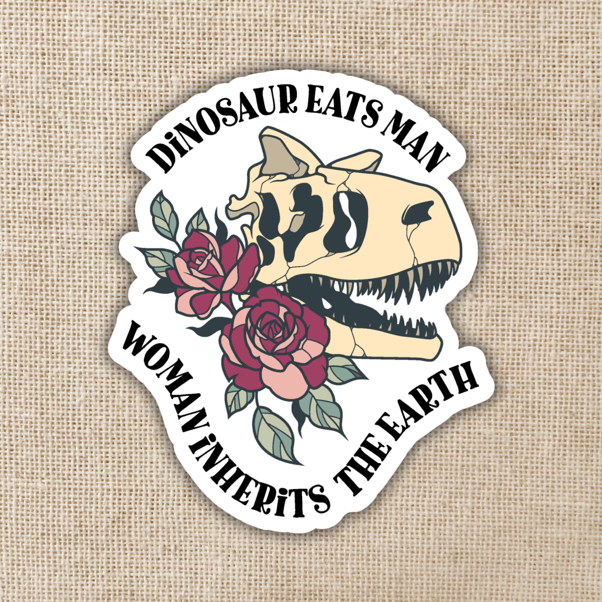 Kingdom of Threads - Wholesale Sticker - Dinosaur Eats Man Sticker, 3-inch