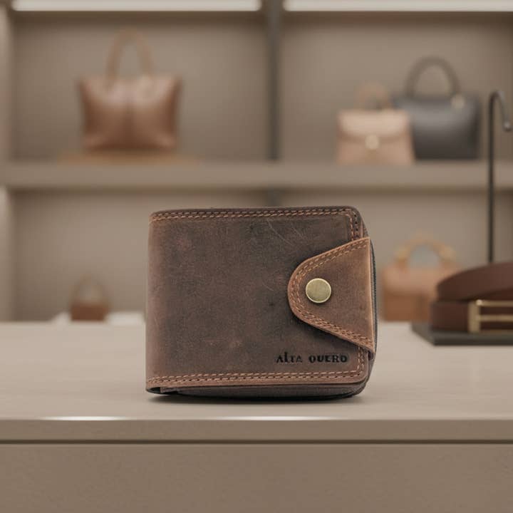 Genuine Leather Men's Wallet RFID – Brown for wholesale by Alta Quero