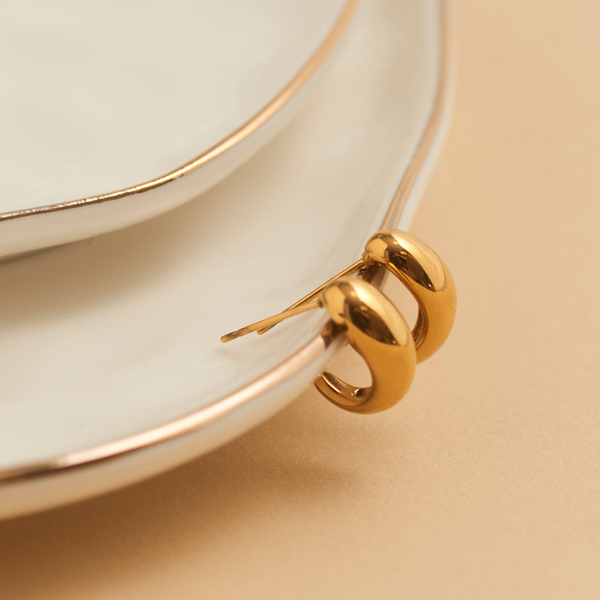 Elsie & Zoey - Wholesale Hoop Earrings - Waterproof Earrings Narelle Half Loop Hoop in Gold & Steel0