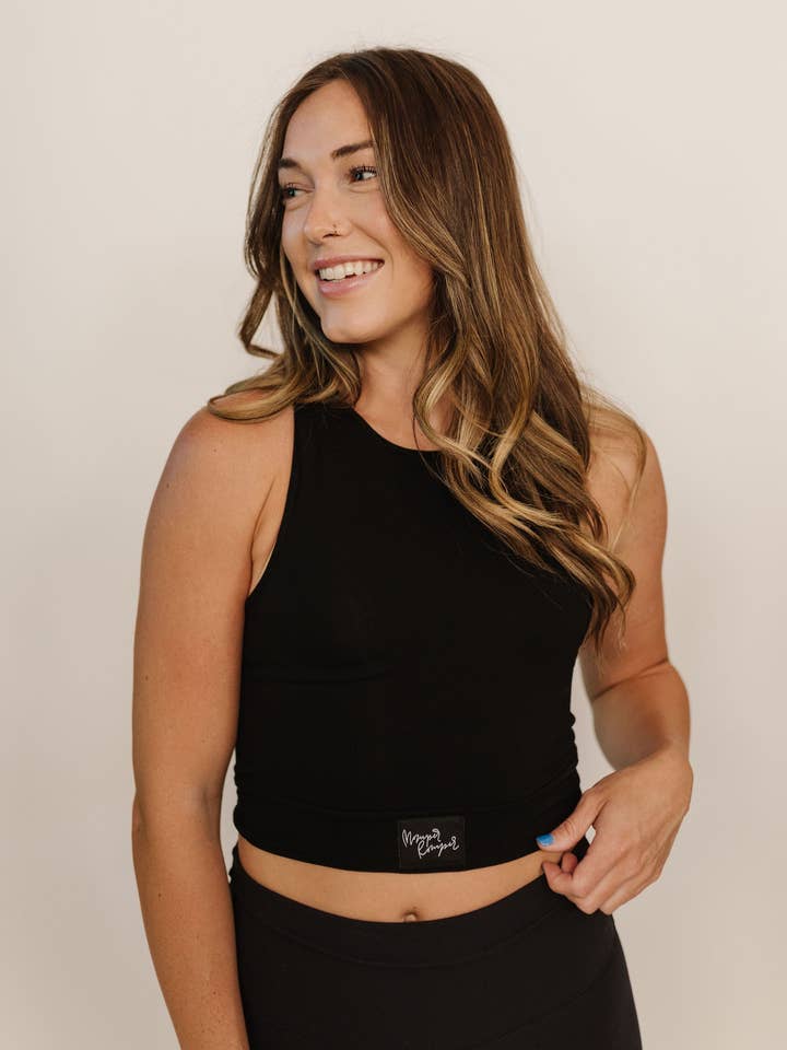 Tank Layering Top in Black for wholesale by Momper Romper