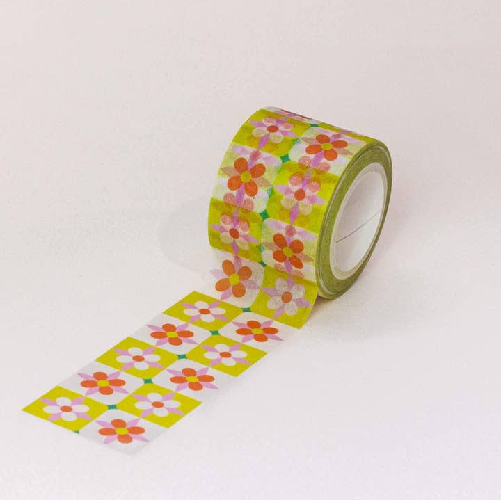 Flower Tiles • Retro Floral Wide Washi Tape – 25mm for wholesale by My Darlin'