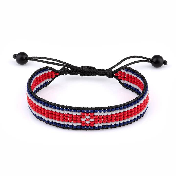 Armband met Noord-Koreaanse vlag, verstelbare touwarmband in boho-stijl voor dames en heren, draadkoord voor wholesale door Fahari Luxury