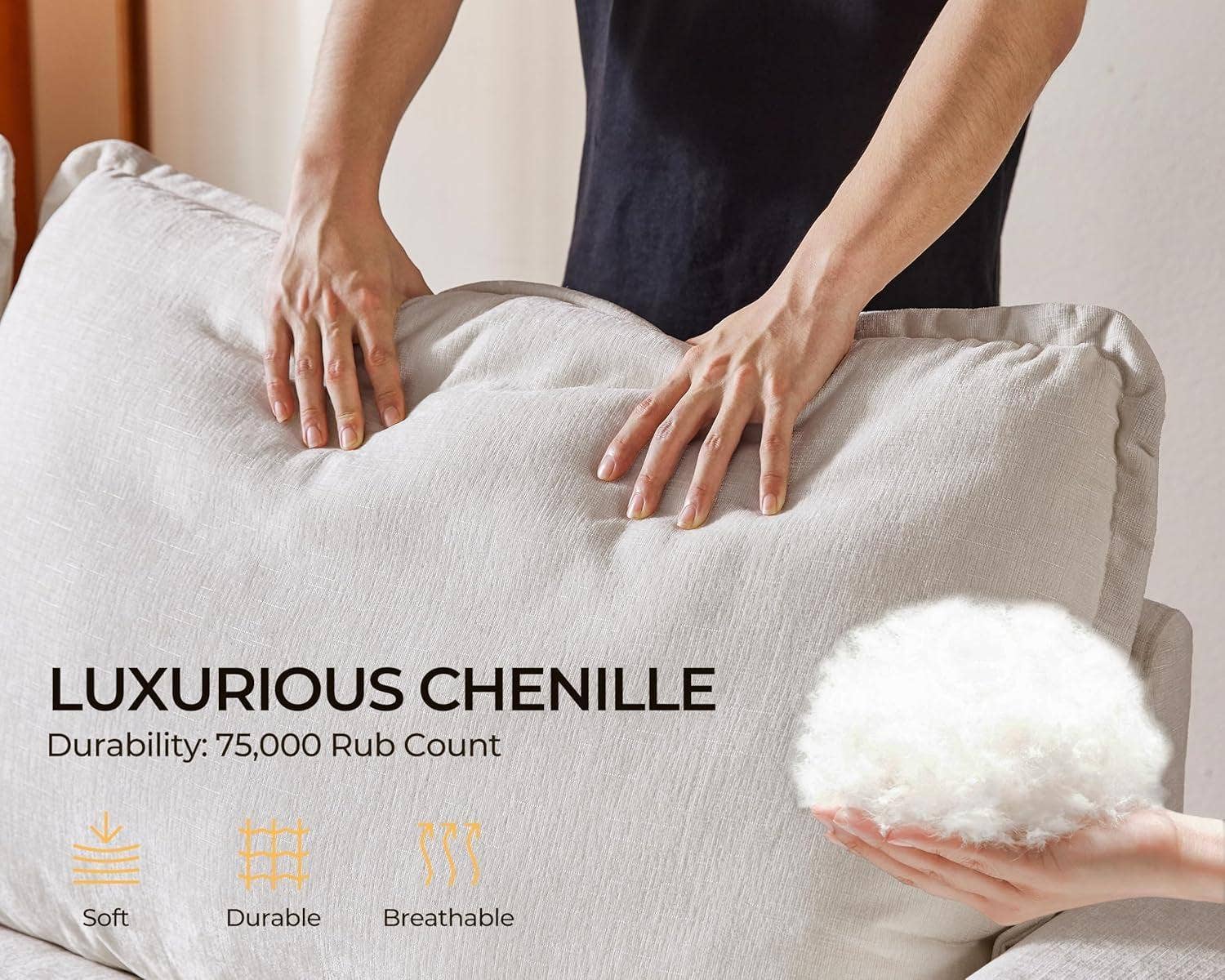 102.8 Inch White Chenille Power Recliner Sofa With Headrest Storage USB Table Wall Hugger for wholesale on Faire8