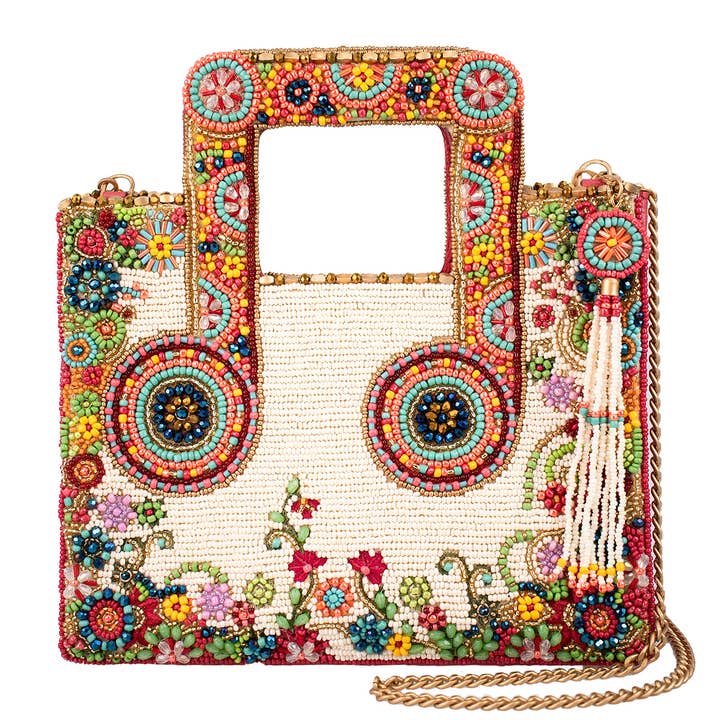 Spiel mit mir Perlen-Musiknoten-Top-Griff Mehrfarbige Tasche für den Großhandel von Mary Frances Accessories