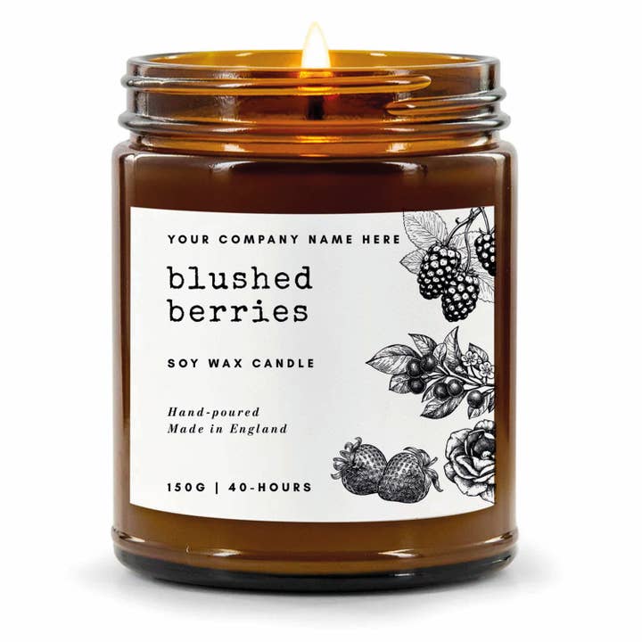 Candle Drop – wholesale Jar/filled candle – Label Style 7 | Wholesale White Label Soy Candle | Amber Jar1