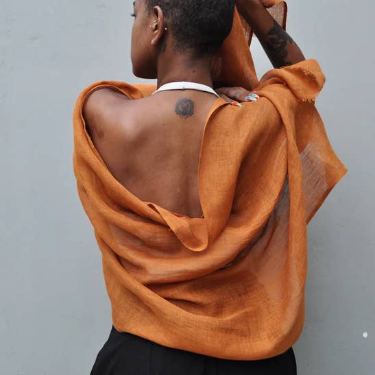 Sabahar - Wholesale Wrap - Women's - Telba Pure Linen Handwoven Shawl