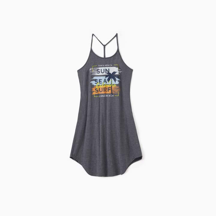 DeepGrey Family Text Coconut Tree Graphic Tee,Y-Back Sleeveless Dress for wholesale on Faire