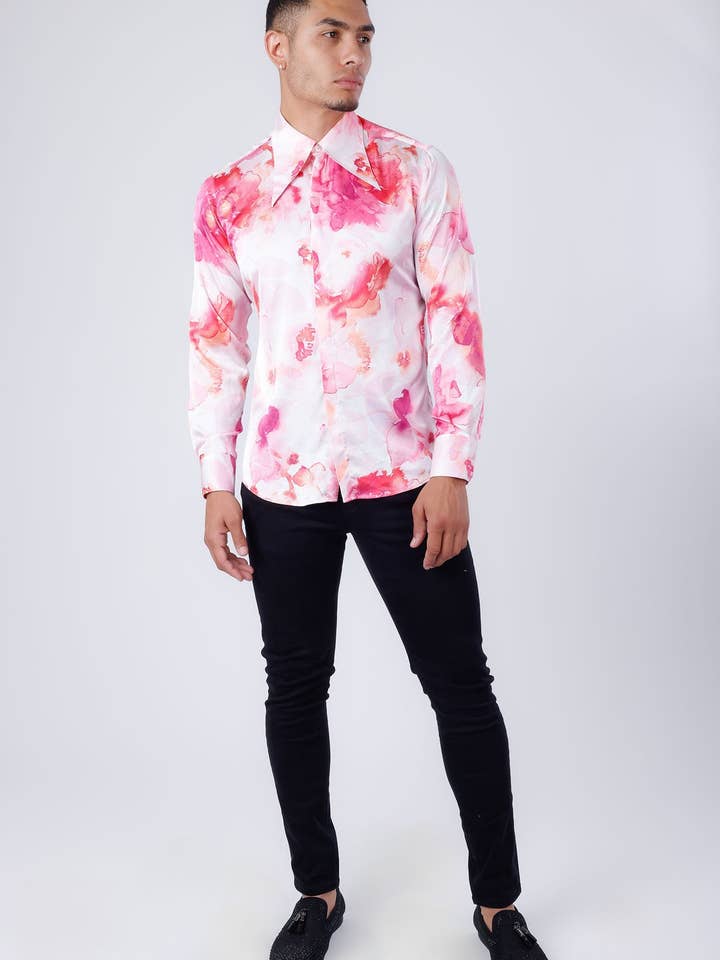 Men's Stretch Spear Point Long Sleeve Shirt 4B99 for wholesale by BARABAS