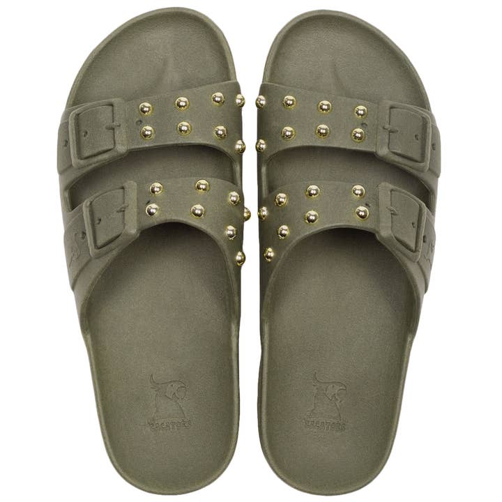 Cacatoès Florianopolis Domed Studs Khaki Sandals-Women for wholesale by Cacatoès