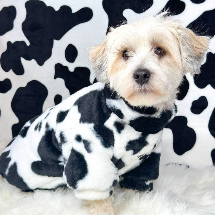The Paw Print Boutique - Wholesale Pet Coat - Dog - The Cow Print Fluffy & Fabulous Fleece6