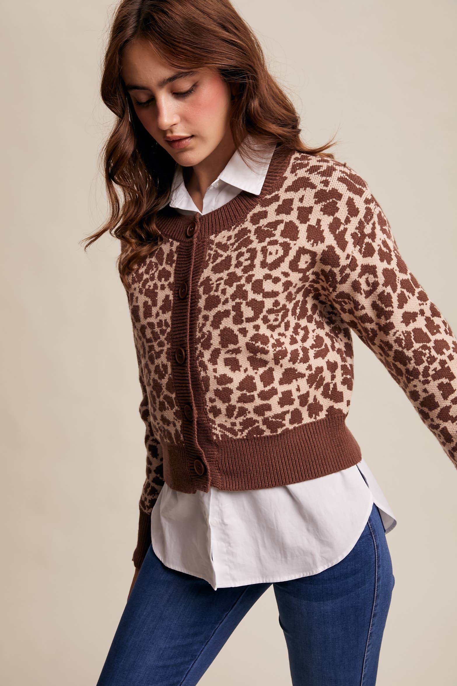 Listicle - Wholesale Cardigan - Women's - Leopard Knit Button-Up Cardigan LSW100111