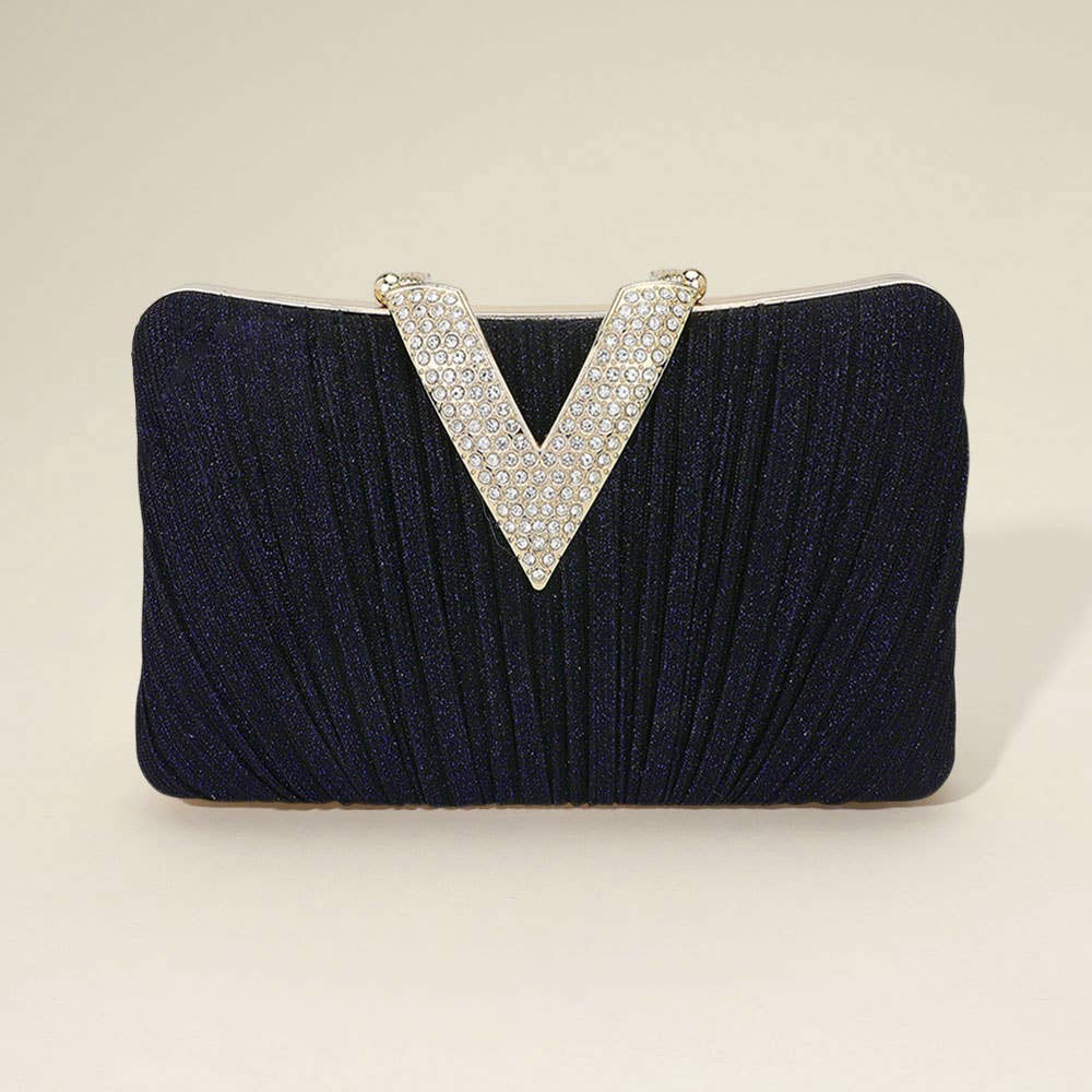 Sensibling Corp. - Wholesale Clutch - Dames - Sprankelende Stof Steen Geplaveide V-Vouw Clutch / Avondtas3