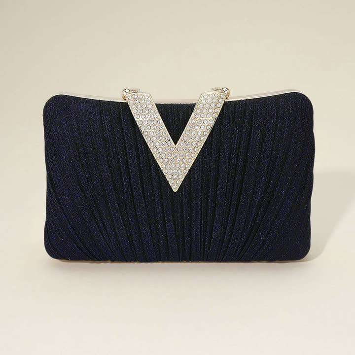 Sensibling Corp. - Wholesale Clutch - Dames - Sprankelende Stof Steen Geplaveide V-Vouw Clutch / Avondtas3