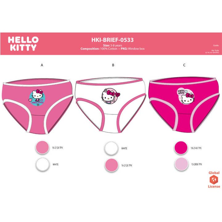 Evidence – wholesale Underkläder - Barn – Hello Kitty Flicktrosor - 3-pack Bomullstrosor
