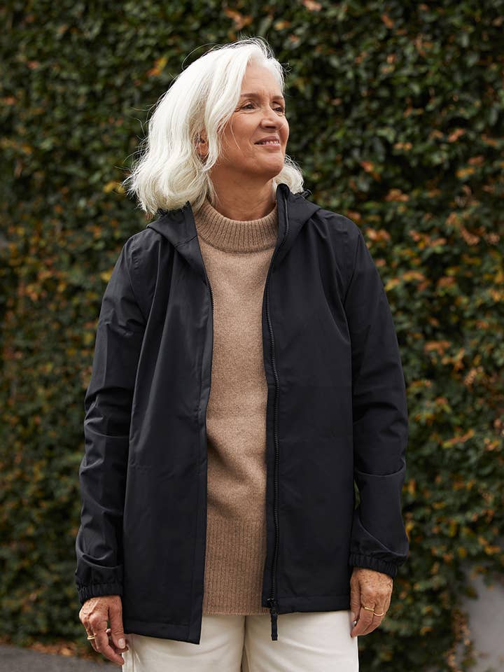 Elements Waterproof Recycled Raincoat - Black for wholesale by Amble