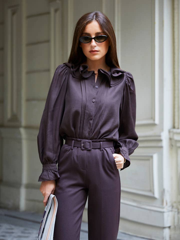 ELLI WHITE - Wholesale Blouse - Women's - Blouse with ruffled collar0