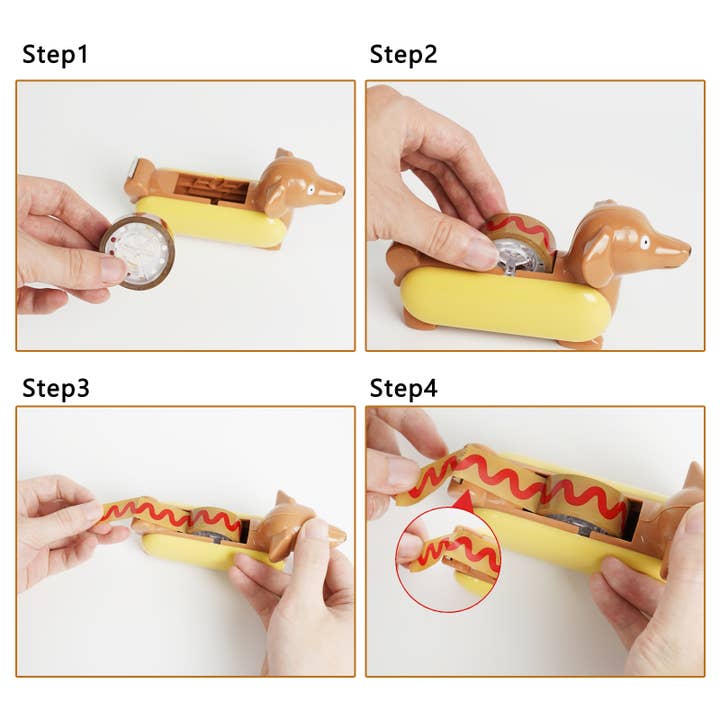 Yobro - Wholesale Tape Dispenser - Hotdog OfficeAccessory Dachshund Tape Dispenser with 4 Tapes