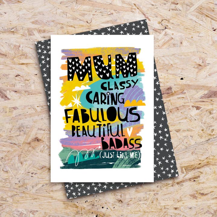 Mam Klasse, Zorgzaam….Badass - Wenskaart voor wholesale door Dandelion Stationery