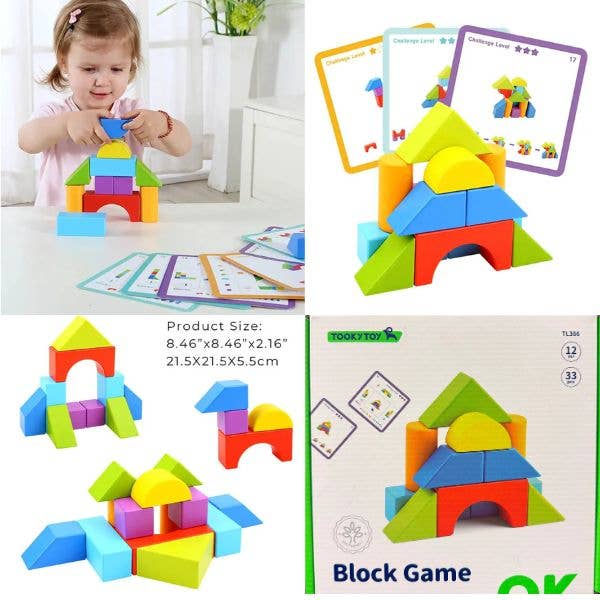 St. Louis Wholesale LLC - Wholesale Wood Toy - Kids - TookyToy - #TL386 - The Block Game - High End Premium Wooden