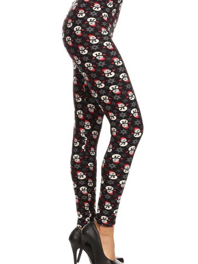 Snemænd & snefnug jul 3x5x EXTRA KURVY Leggings for engroshandel hos Love 4 Leggings