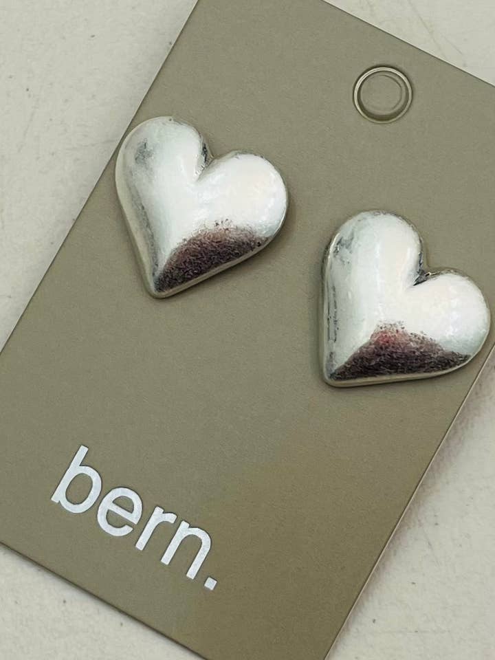 VINTAGE - Puffy Heart Stud (vintage silver) BER453B for wholesale by TWO FORTY TWO