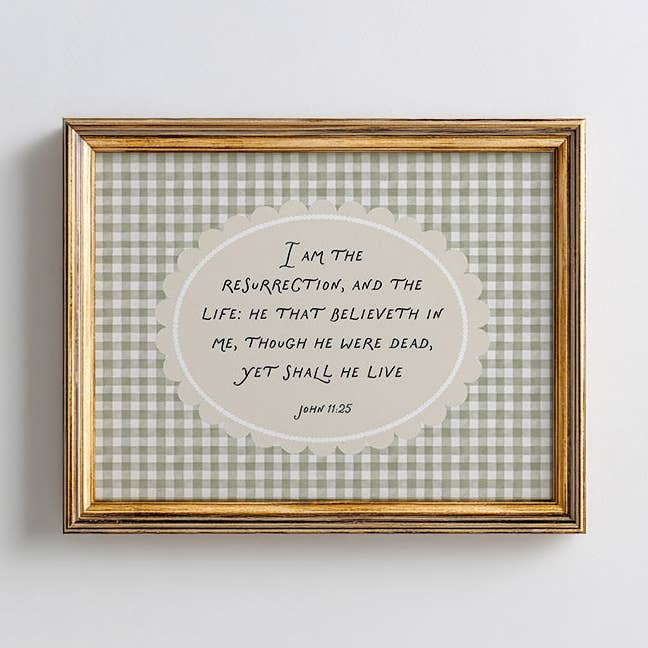 Impresión de Arte de la Escritura de Pascua Juan 11:25 para venta al por mayor de Paper House Print Shop