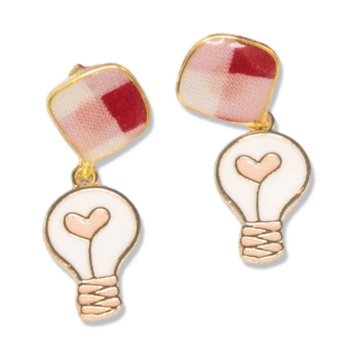 Lightbulb Charm Textile Earrings for wholesale by Perennial Peaces