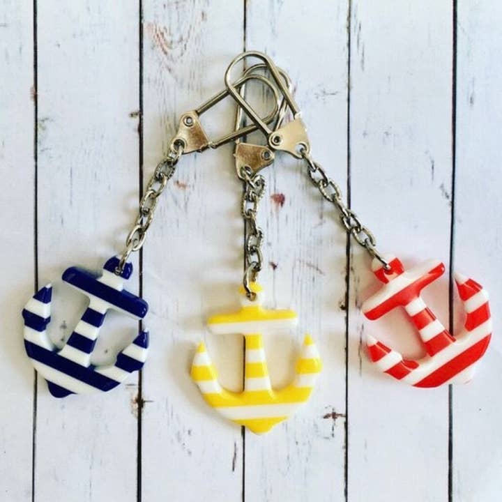 Jewells – wholesale Keychain – Women's – Resin Stripey Anchor Keyring3