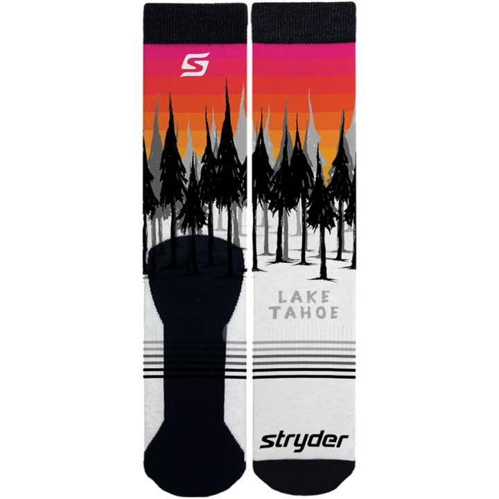 Lake Tahoe Trees Sunset Socks for wholesale by Stryder Gear