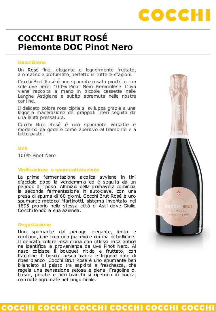 Metina SAS - Wholesale Champagne/Sparkling Wine - Cocchibrut Rosè Piemonte DOC Cocchi MAGNUM L.1.52