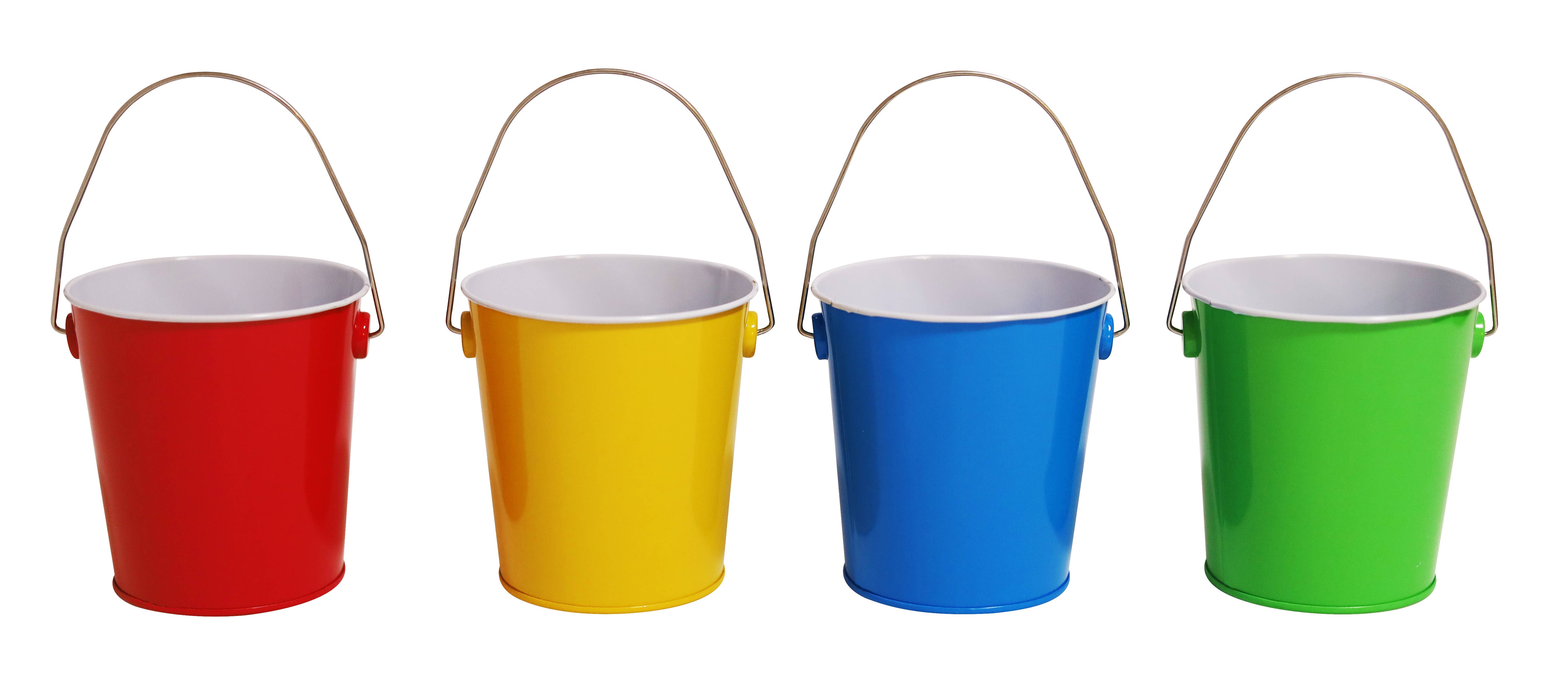 DAHO - Vente Seau - Seau en étain DaHo avec poignée, 4 couleurs, ASST, pour fêtes et bricolages