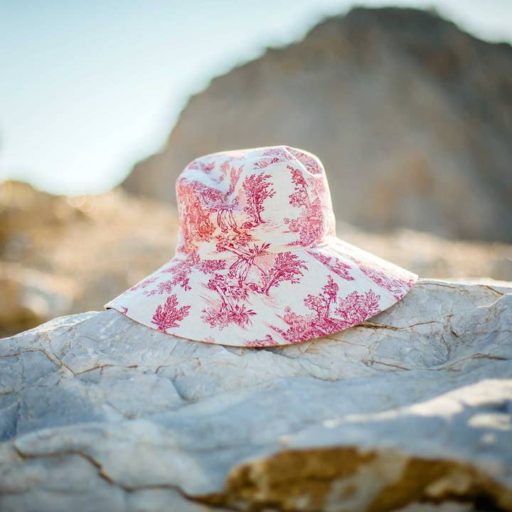 Homesite - Wholesale Bucket Hat - Women's - Toile De Jouy Fashion Bucket Hat, Cotton fabric, 2 Sizes