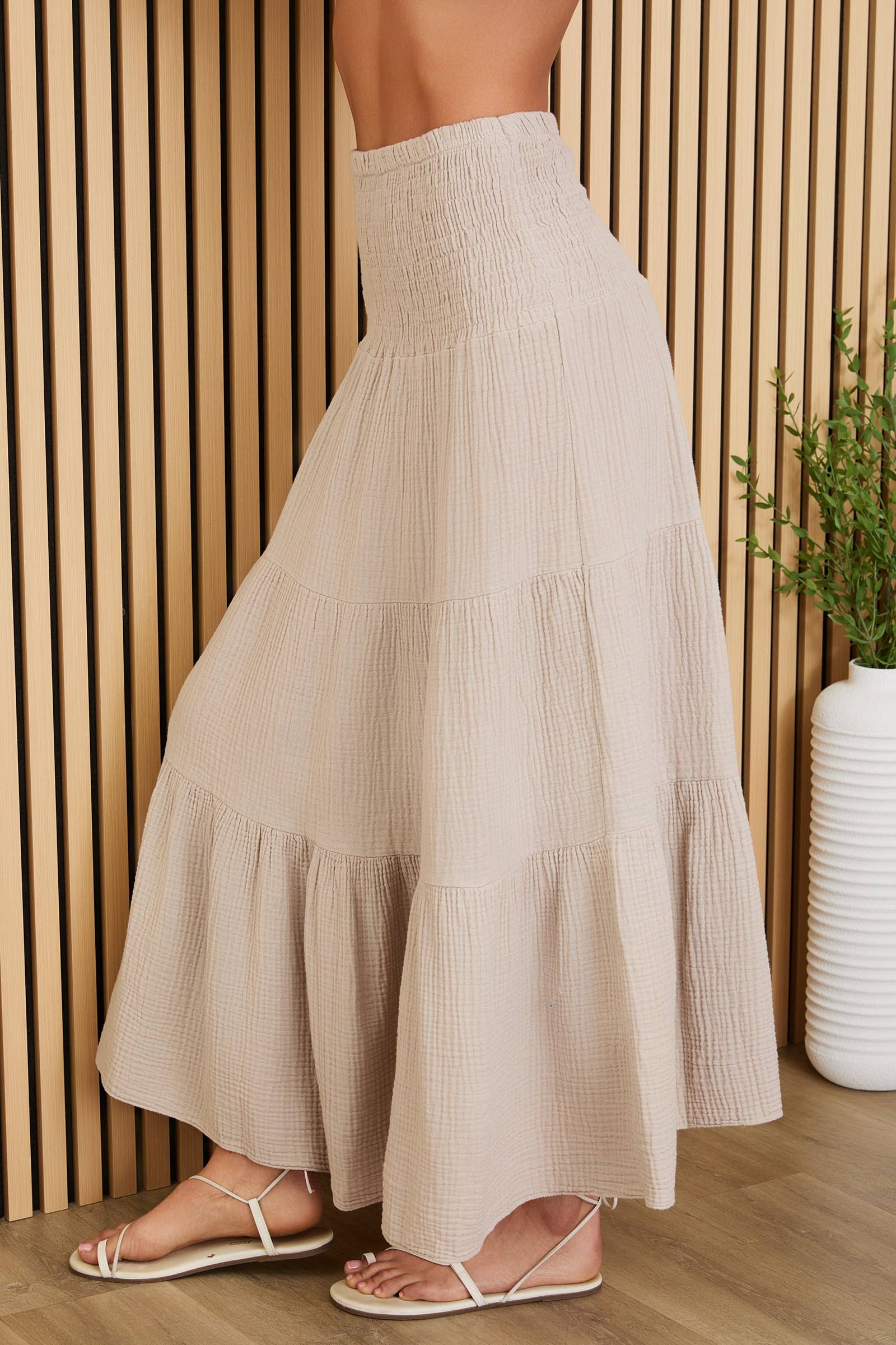 MILIO MILANO - Wholesale Skirt - Women's - TIERED COTTON GAUZE SKIRT (113016)13