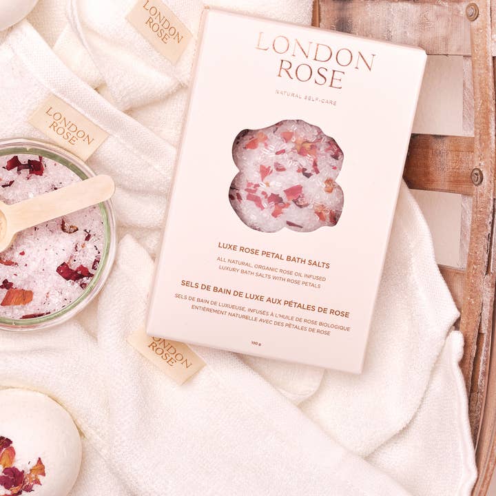 LONDON ROSE - Wholesale Bath Bomb/Fizz - LUXE ROSE PETAL BATH SALTS