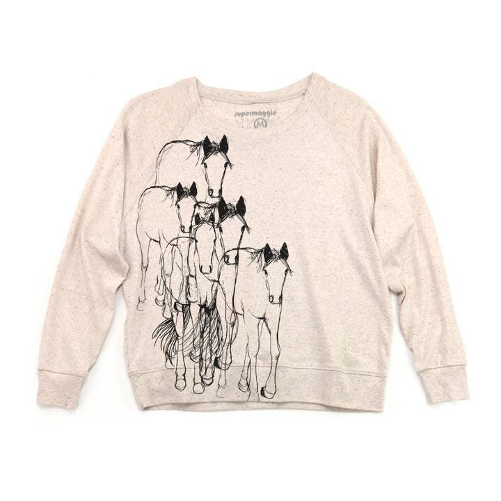 Supermaggie @ Faire - Wholesale Graphic Sweatshirt - Women's - Horses Pia Tri Blend Pullover2