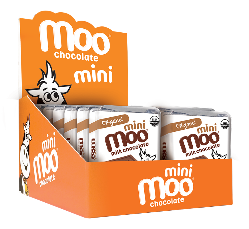 MOO Organic Chocolates - Wholesale Chocolate Bar - Organic Solid Milk Chocolate Mini Bars, 0.7 oz1