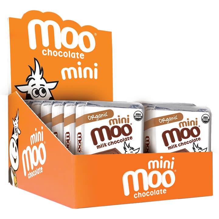 MOO Organic Chocolates - Vente Barre chocolatée - Mini-barres de chocolat au lait solide biologique, 0,7 oz1